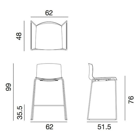 Catifa 46 0571 Bar Stool frame high, seat oak